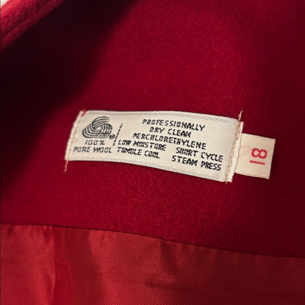 VTG Forecaster of Boston Red double-breasted 100% wool longline coat SZ 18 - Picture 5 of 12